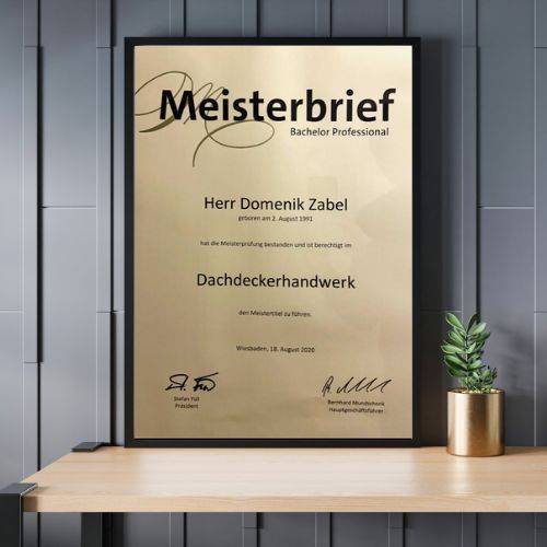 Meisterbrief von Domenik Zabel